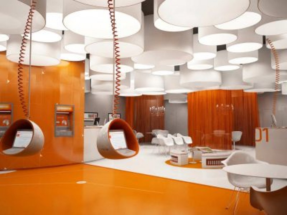 Banking in Orange | reception area | Interior Designers