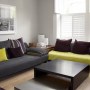 West London living-room | grey, bright green and dark purple | Interior Designers