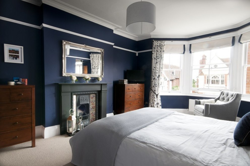 Master Bedroom - Tunbridge Wells | Dramatic Blue Bedroom - Full  | Interior Designers