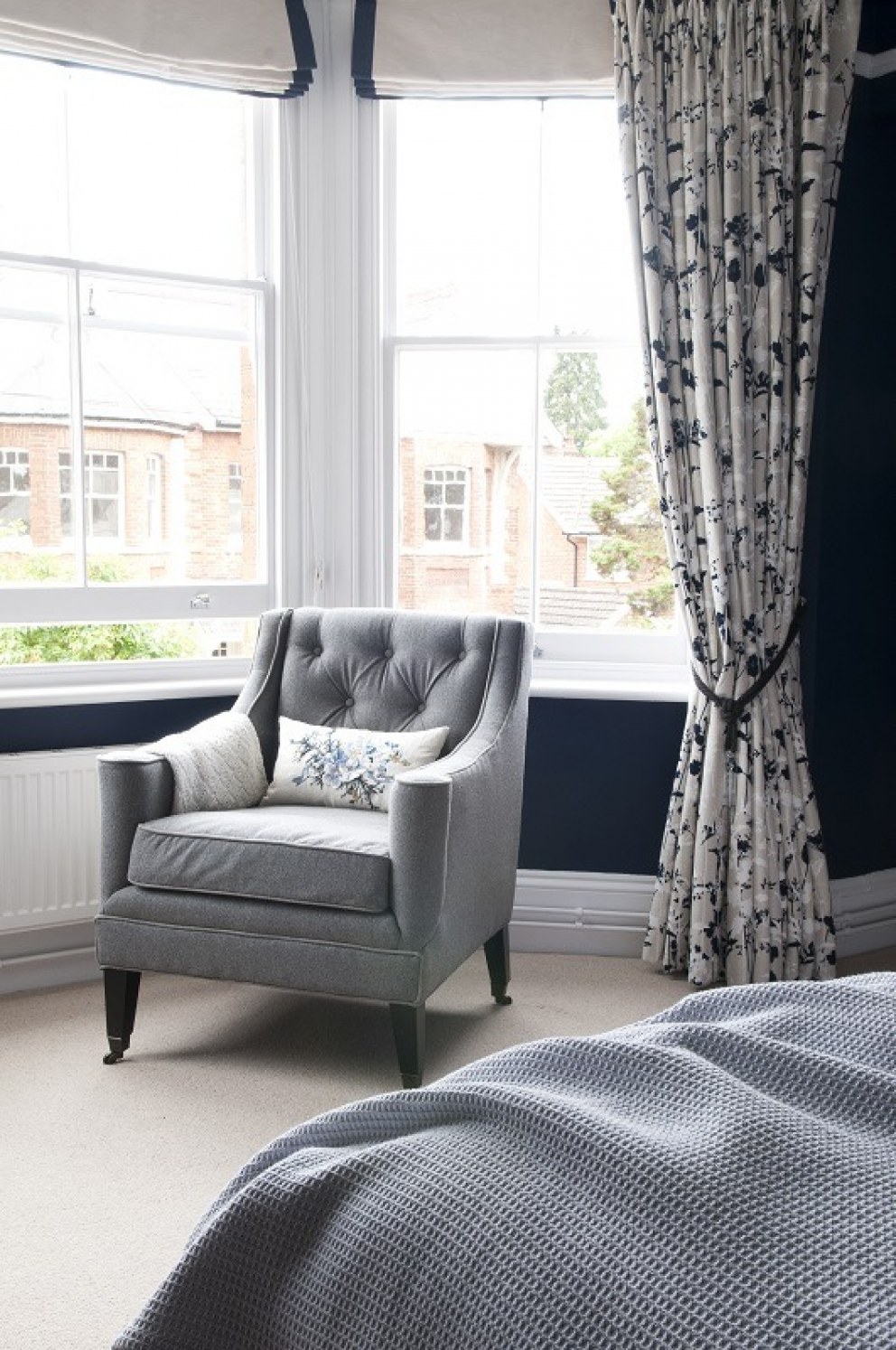 Master Bedroom - Tunbridge Wells | Dramatic Blue Bedroom Mid 2 | Interior Designers