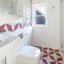 Yew Tree Cottage | Red Geometric Bathroom | Interior Designers