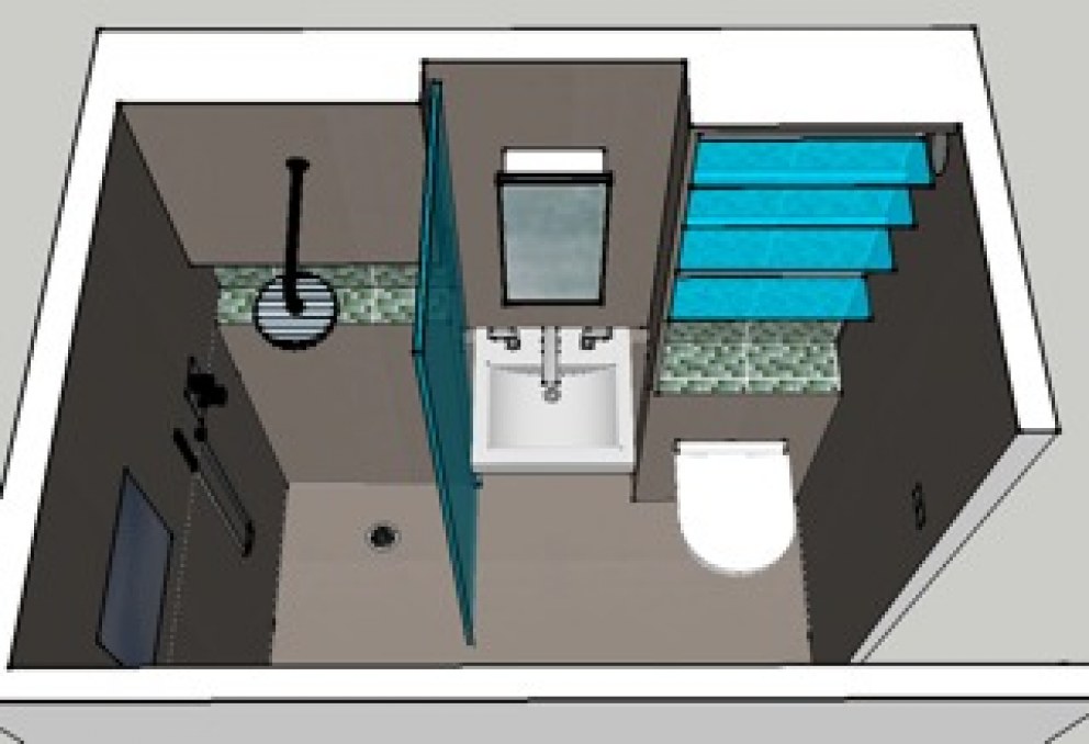 Tiny Bathroom with skylight | 3d render of design | Interior Designers