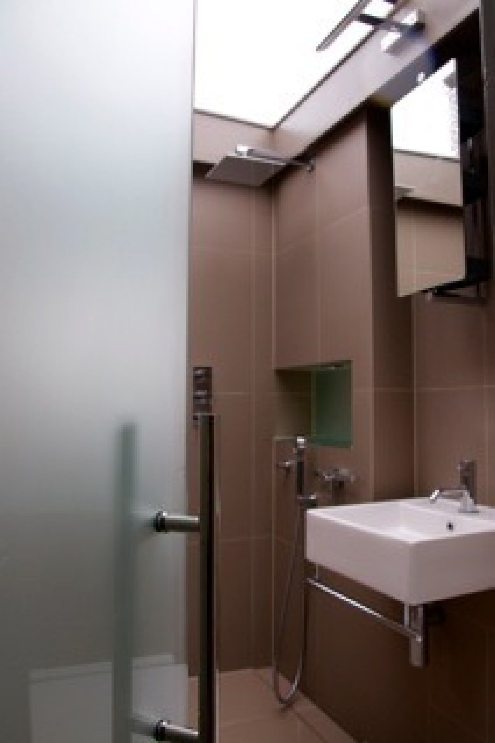 Tiny Bathroom with skylight | Looking into the bathroom | Interior Designers