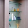 Tiny Bathroom with skylight | Glass tiles | Interior Designers