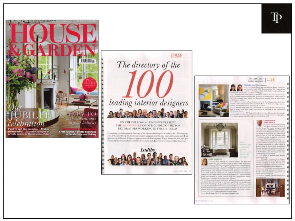 TP PRESS | House & Garden Top 100 Interior Designers 2012 | Interior Designers