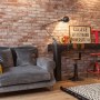 Post industrial chic in Fulham | Exposed brickwork in the living area | Interior Designers