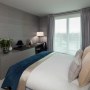 Vauxhall Riverside Apartment | Bedroom: Blues and Greys | Interior Designers