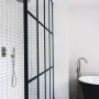 West London House  | Bathroom with bespoke shower screen and hand made tiles. | Interior Designers