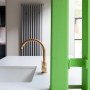A Bright Idea | Neon Green Steel with Brass Details | Interior Designers