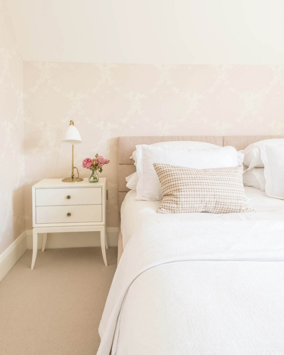 Country home - Hambleden valley  | Pink guest bedroom  | Interior Designers