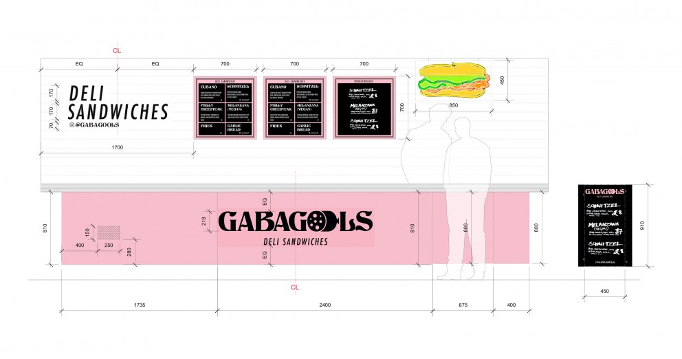 Gabagools - Deli Sandwiches | Elevation drawing | Interior Designers