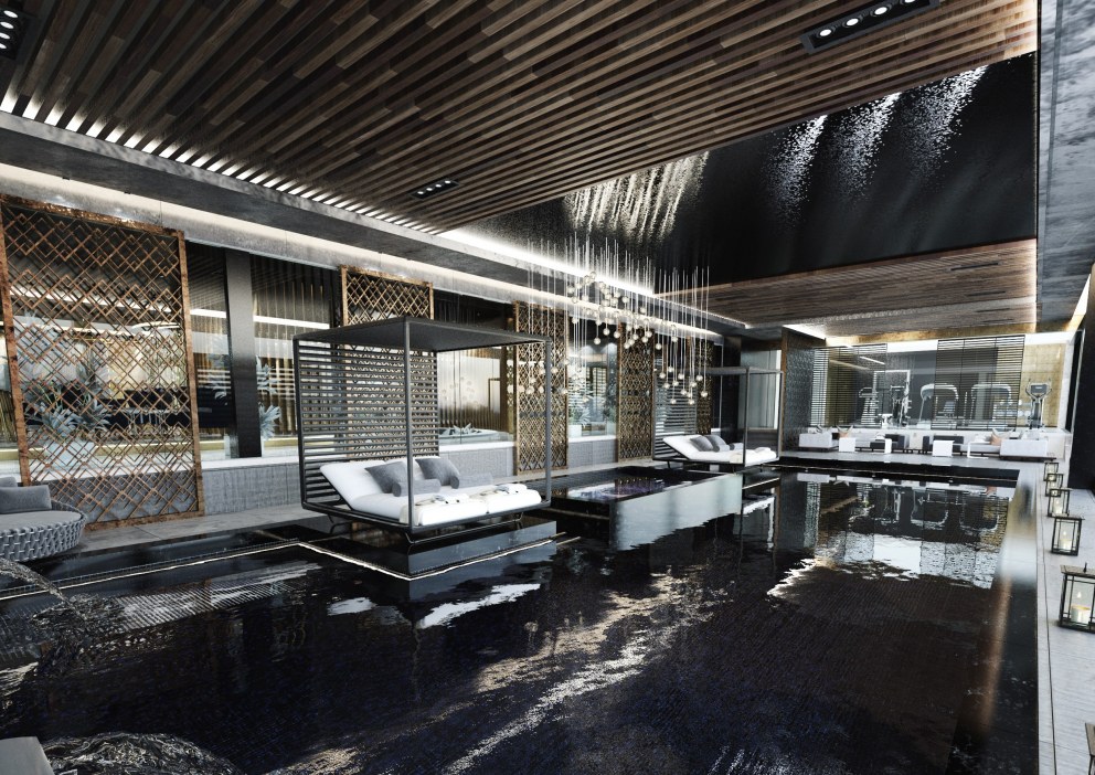 Sub-Terranean Extravagant Leisure Complex | Floating platform over pool | Interior Designers