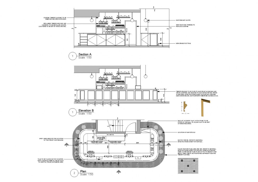 The Mitre Pub, Fulham | Proposed Bar Details | Interior Designers