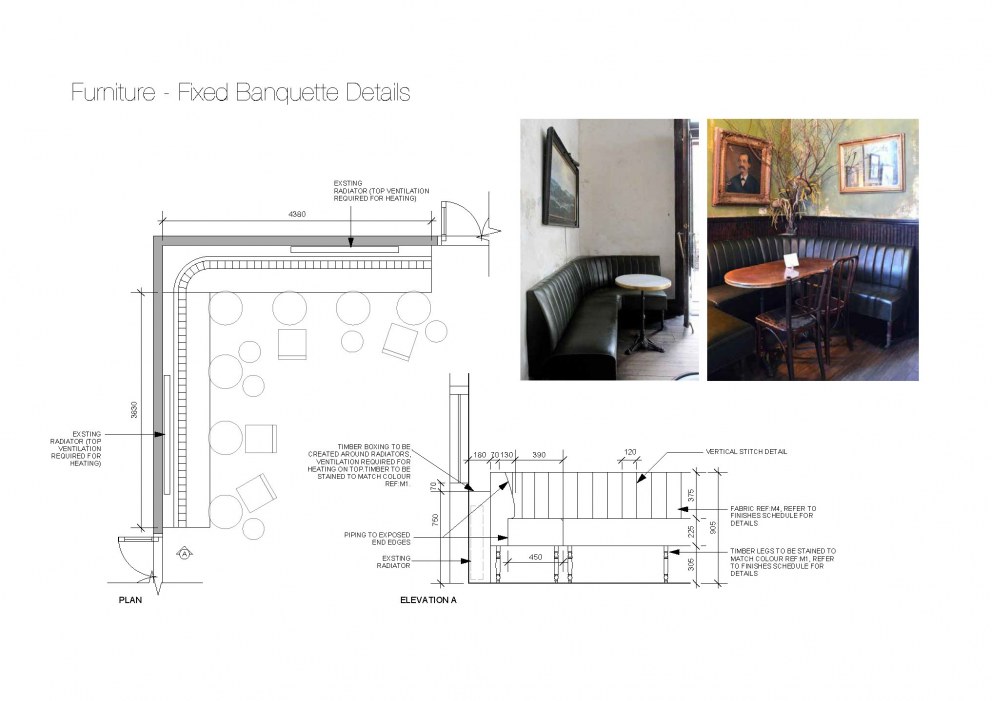 The Mitre Pub, Fulham | Fixed Furniture Banquette Details  | Interior Designers
