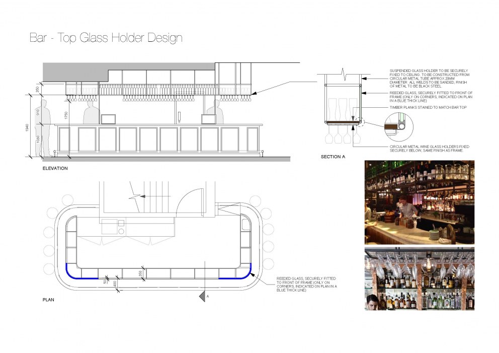 The Mitre Pub, Fulham | Bar Top Glass Holder Details | Interior Designers
