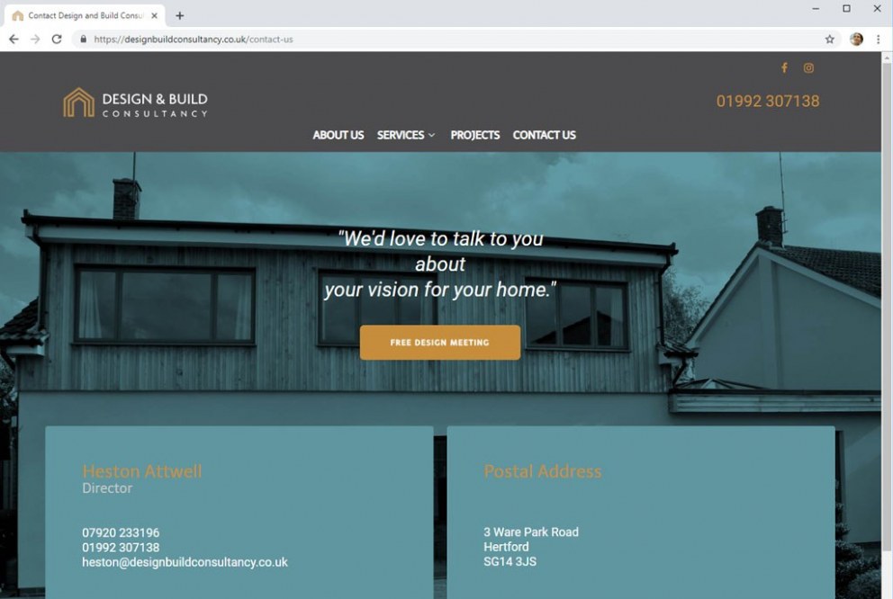 Design & Build Consultancy - Brand Identity & Website | Contact | Interior Designers