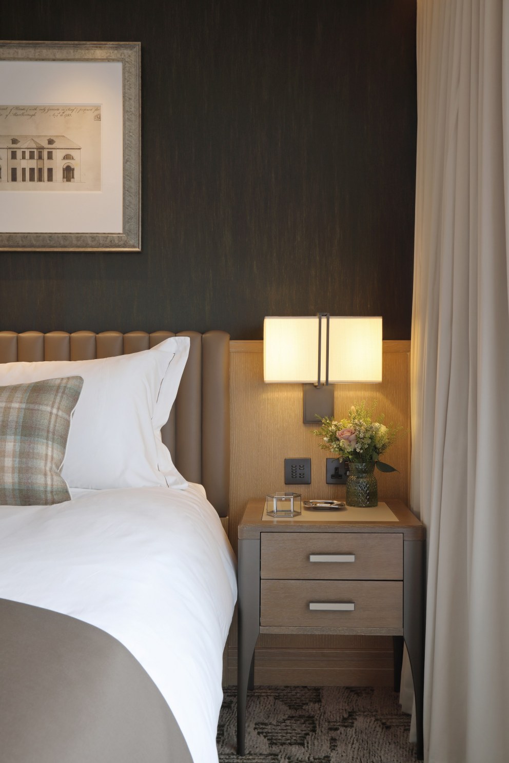Contemporary Country Guestrooms | Bedside Table Detail | Interior Designers