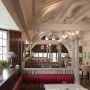 The Plough, Central Oxford | Detail of upstairs restaurant booths showing bespoke joinery and custom made banquette seating | Interior Designers