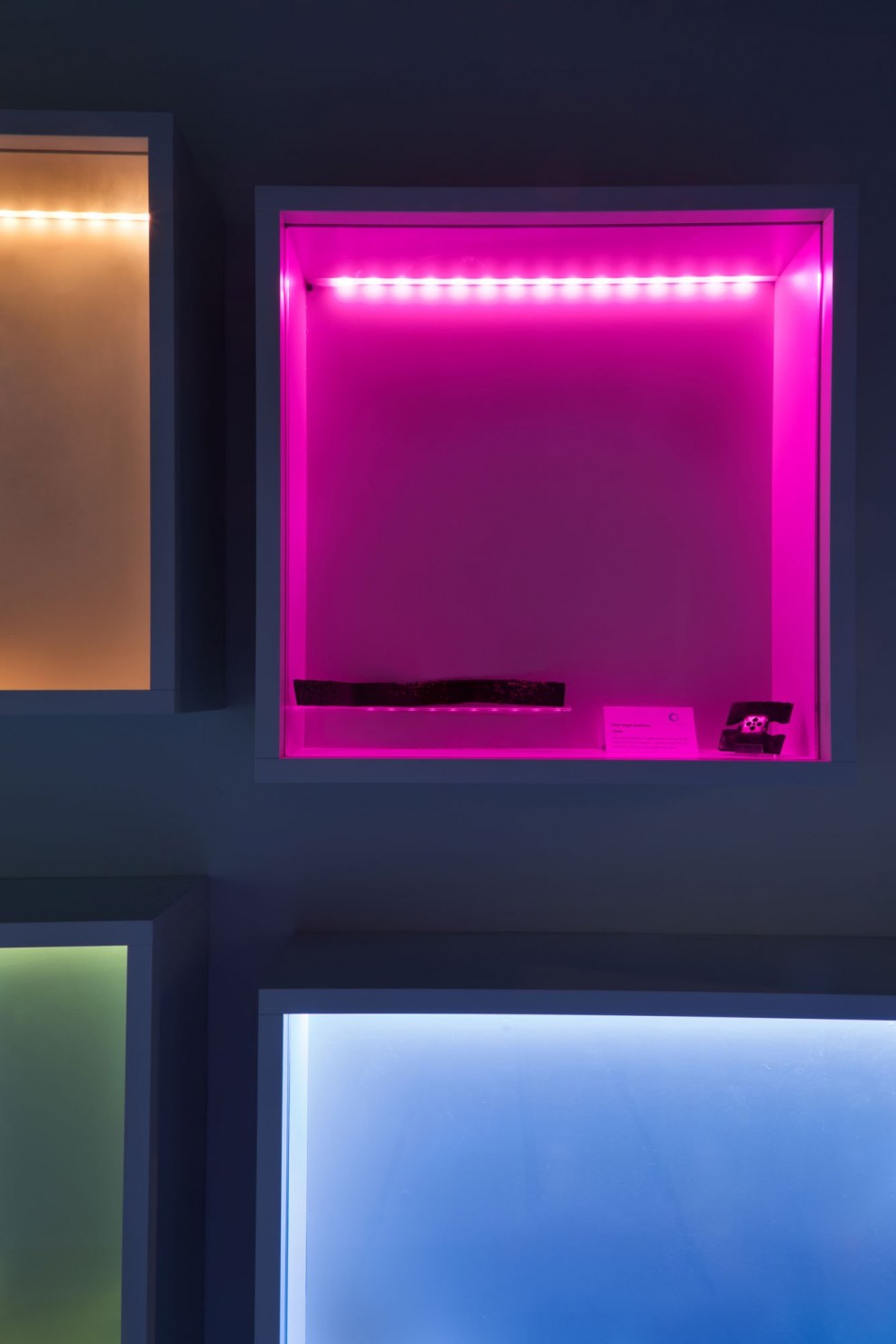 First Light Fusion, Oxford | Backlit bespoke display boards on corridor walls | Interior Designers