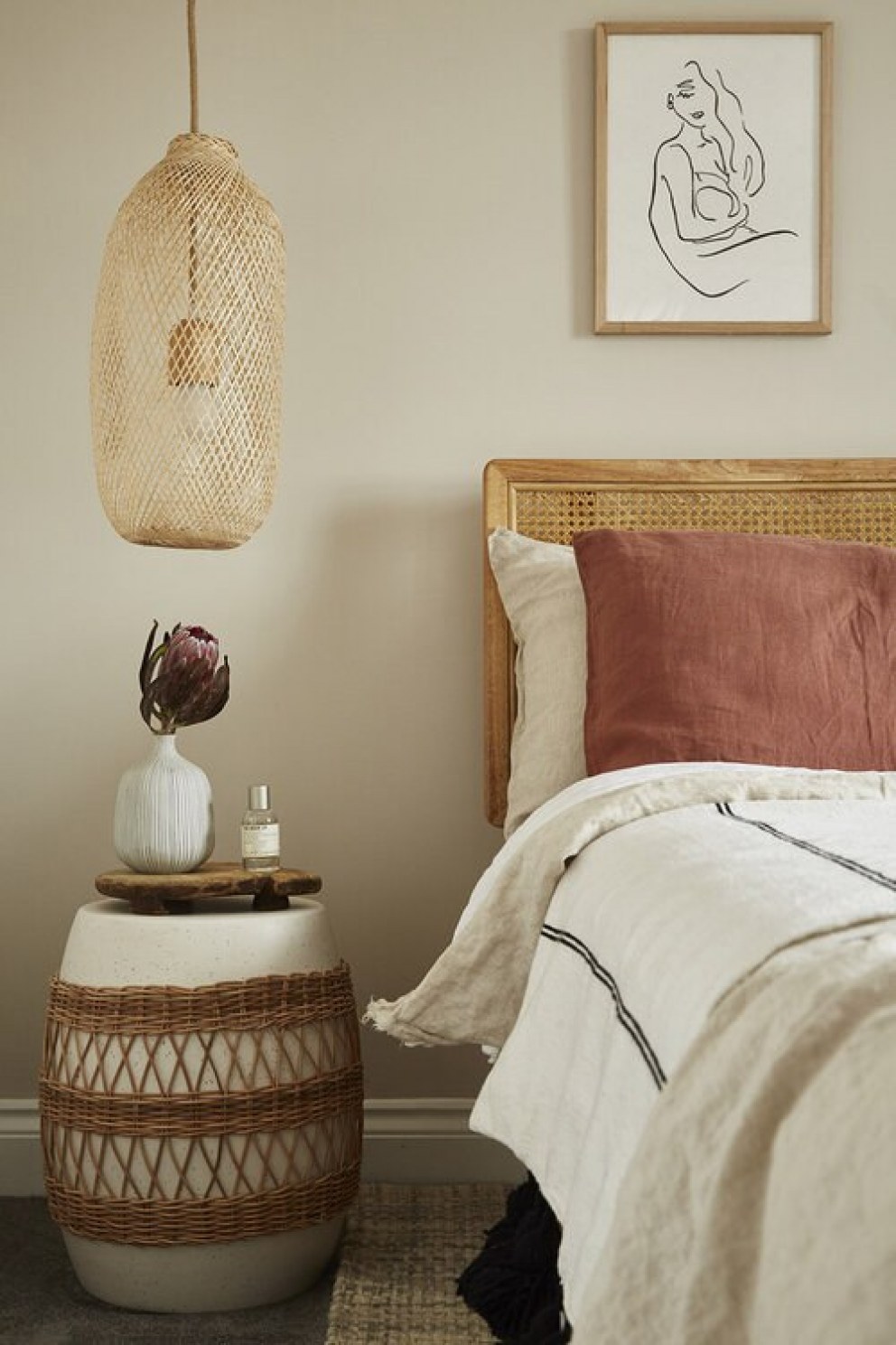 Carshalton | Boho rattan bedroom styling | Interior Designers