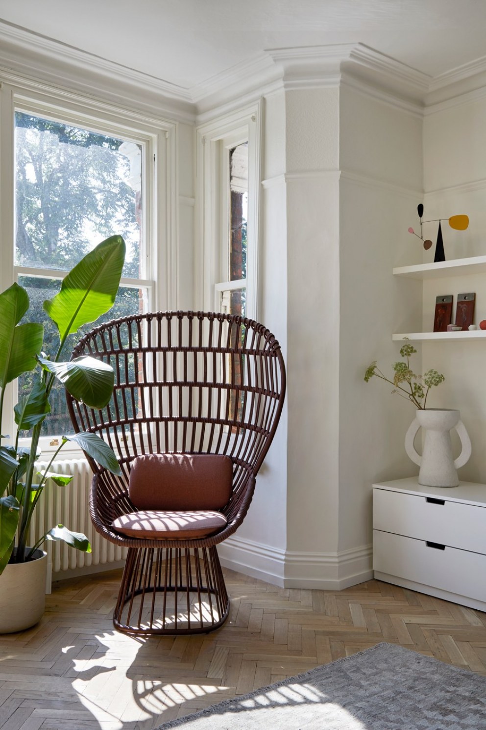 Crouch Hall Maisonette | Woven window chair | Interior Designers
