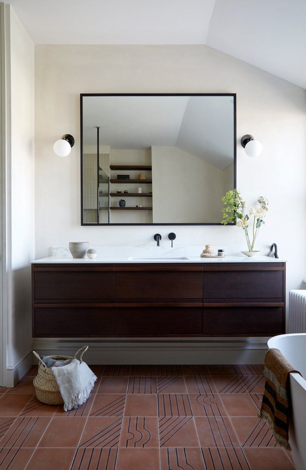 Crouch Hall Maisonette | Warm neutral bathroom | Interior Designers