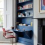Tressillian Road | Blue shelving & new desk, vintage chair | Interior Designers