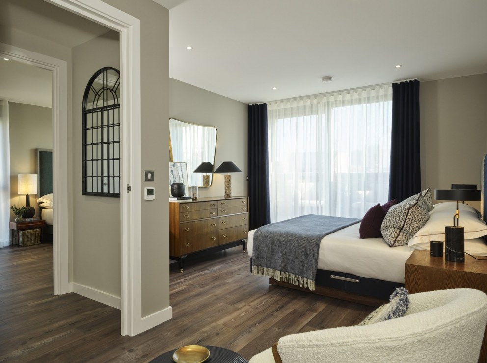 Timeless-contemporary London apartment | Master Bedroom view | Interior Designers
