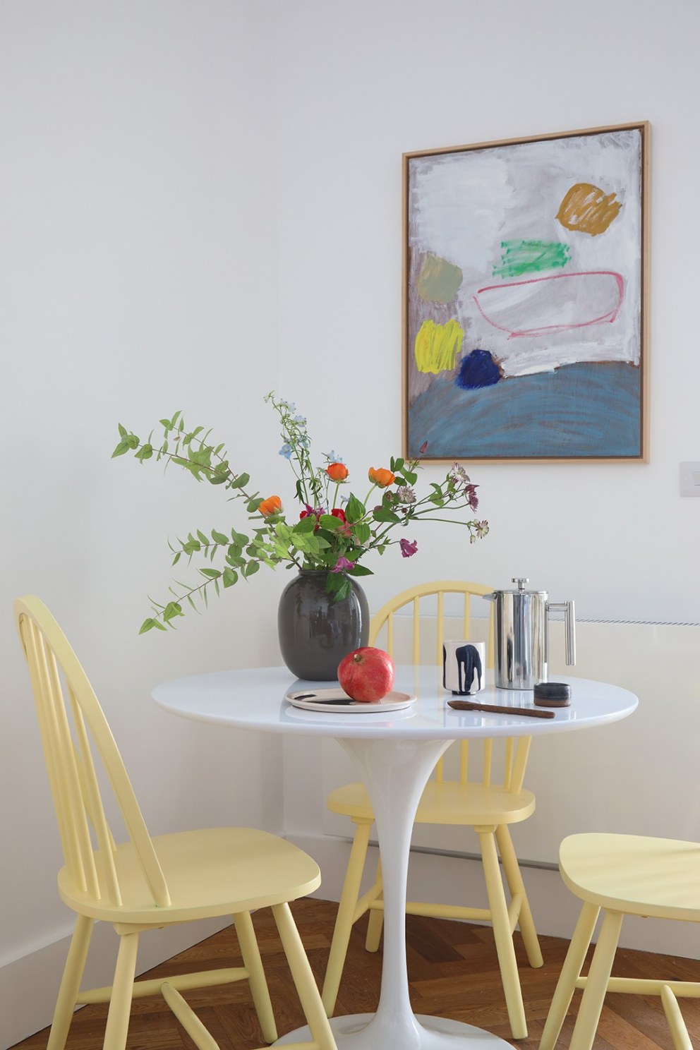 High Rise, Croydon | Colourful dining table & artwork | Interior Designers