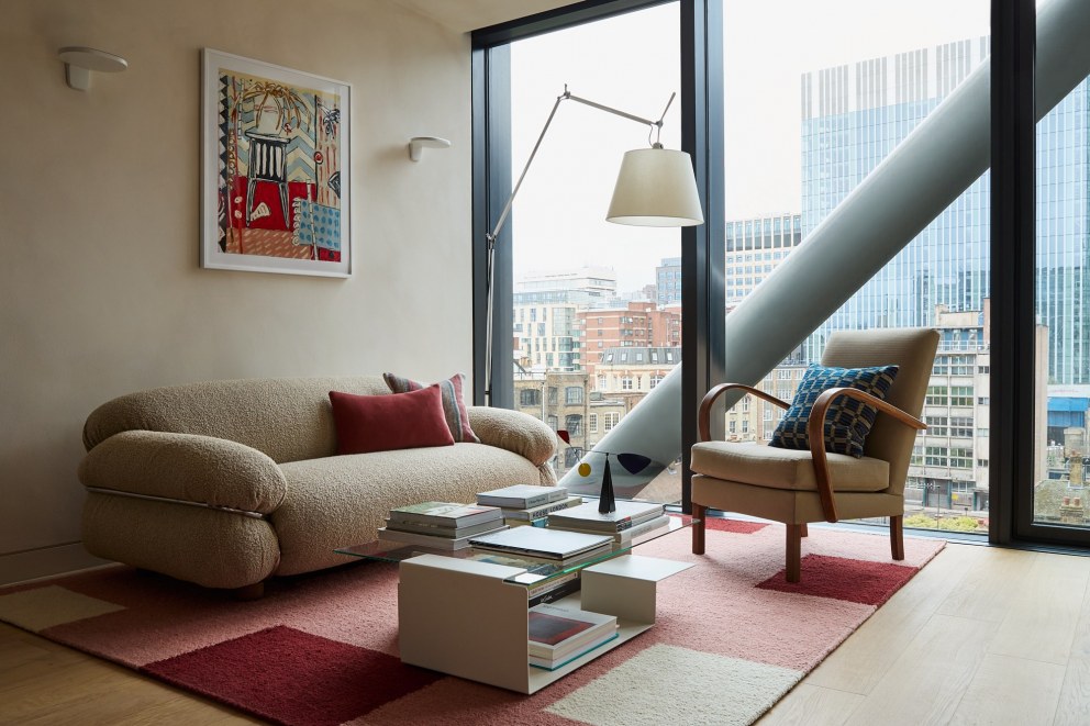 Bankside Apartment | Contemporary sitting room with a view | Interior Designers