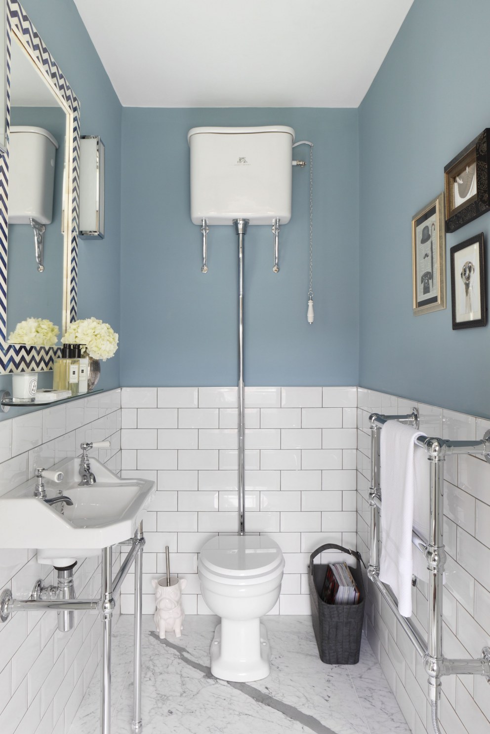 Bedfordshire Countryside Family Home | Traditional Cloakroom in Powder Blue | Interior Designers