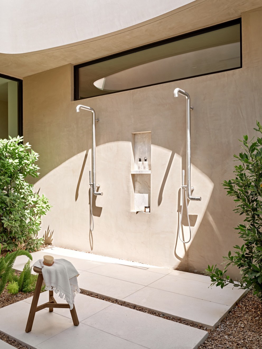 Family Retreat, Nevada | Master Bathroom, Outdoor Shower | Interior Designers