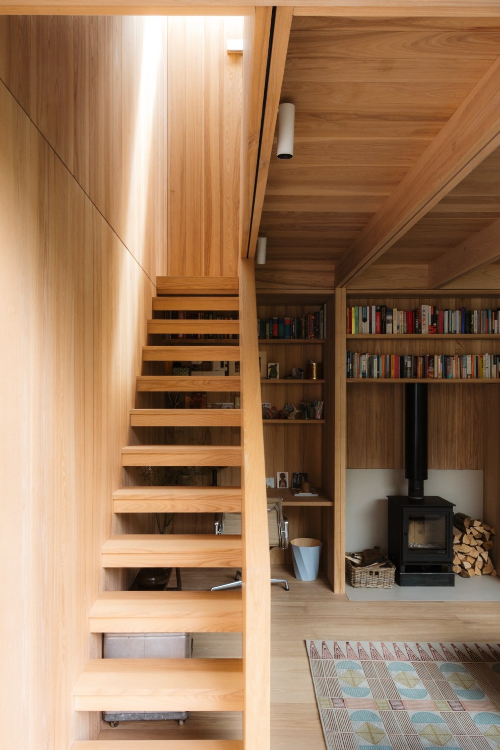 Coach House, East Dulwich | Wood-lined scandi living room | Interior Designers