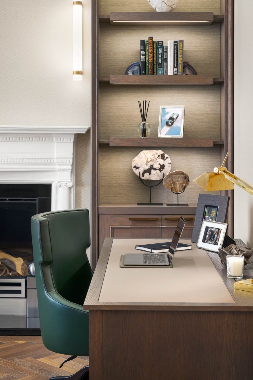 West London Victorian  Family Home  | Study with bespoke desk and leather chair  | Interior Designers