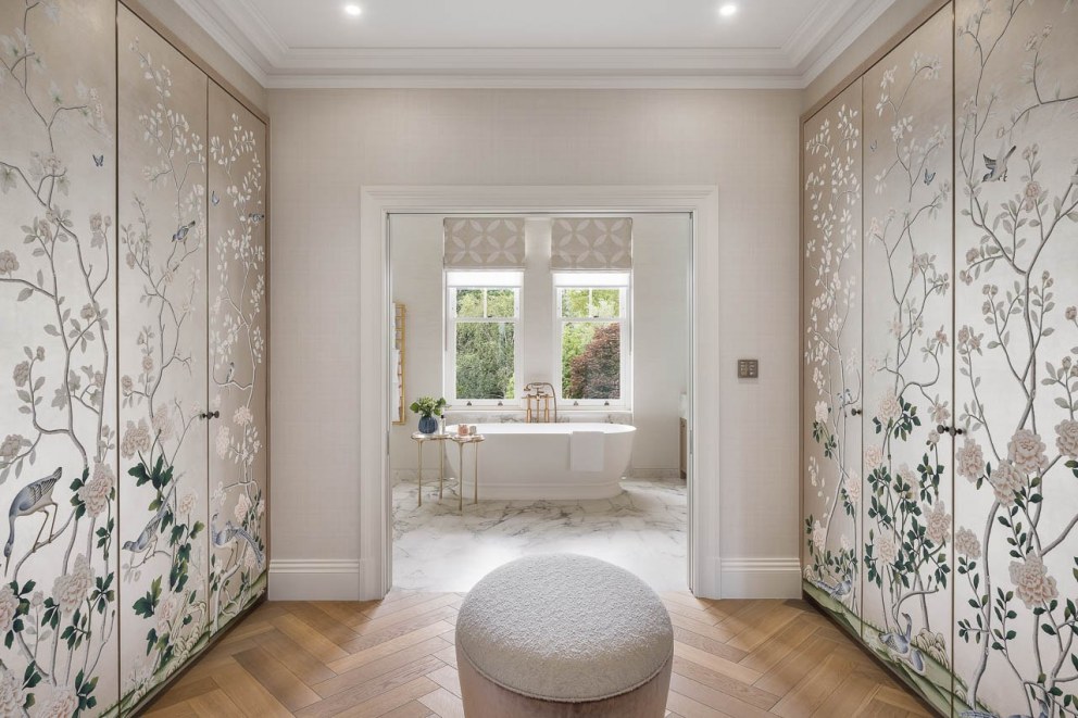 West London Victorian  Family Home  | Master Bedroom Dressing Room with de Gournay  | Interior Designers