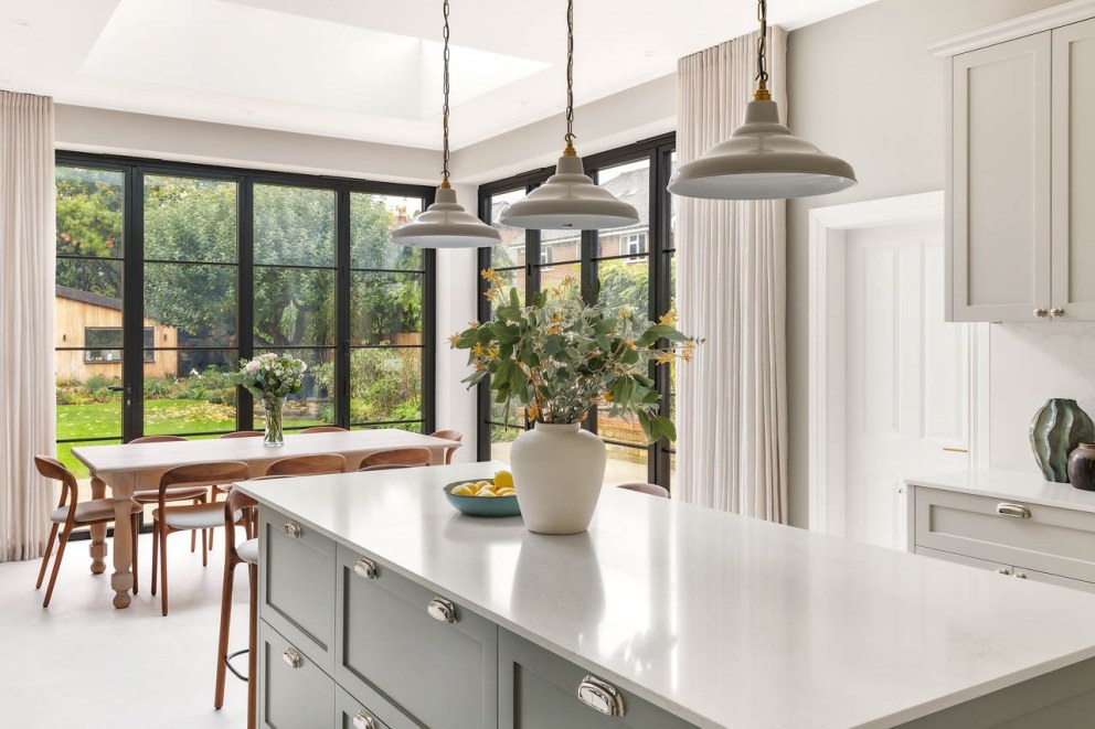 Edwardian Family Home Surrey  | Open plan Kitchen/ Diner with bifolding doors  | Interior Designers