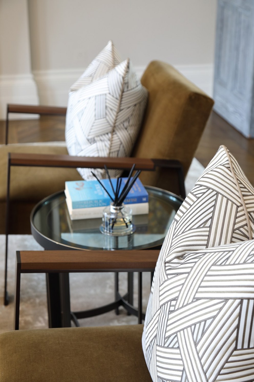Belgravia Residence in London   | Reception chairs detail shot  | Interior Designers