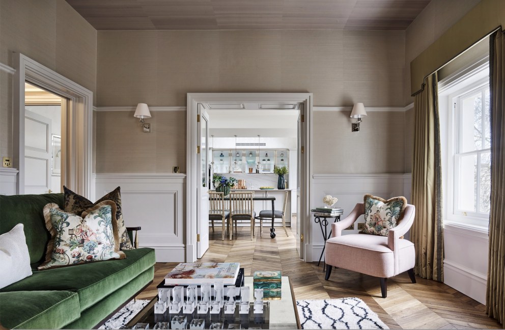 Silk Road | Sitting Room View into Kitchen | Interior Designers