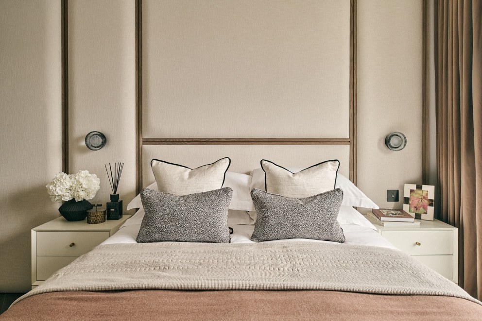 Nine Elms Luxury Apartment  | Custom Headboard | Interior Designers